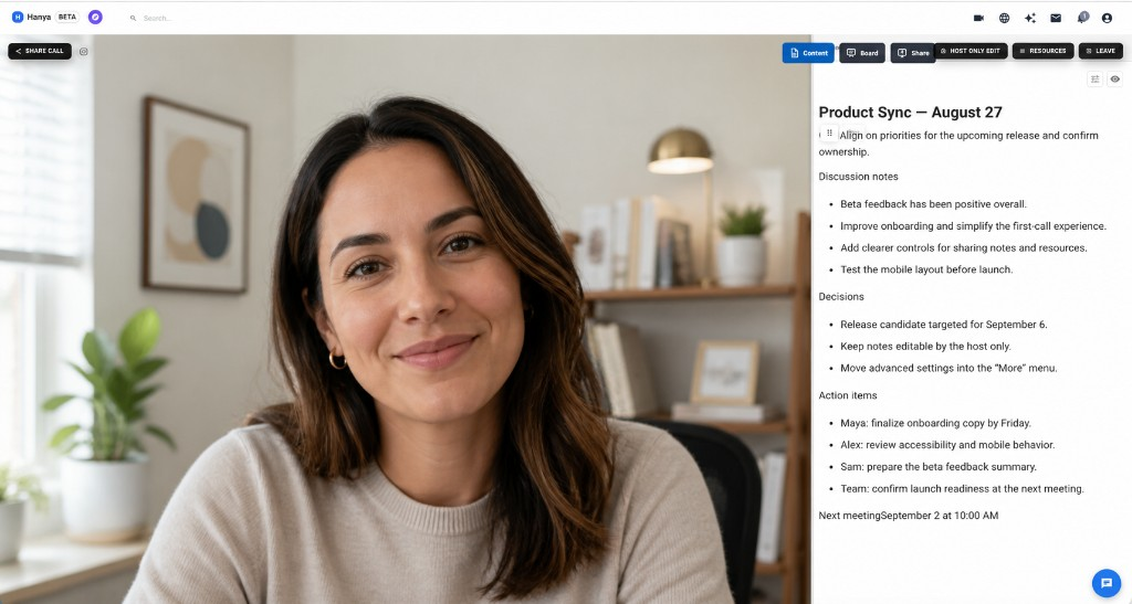 Live teaching session with course content in one view